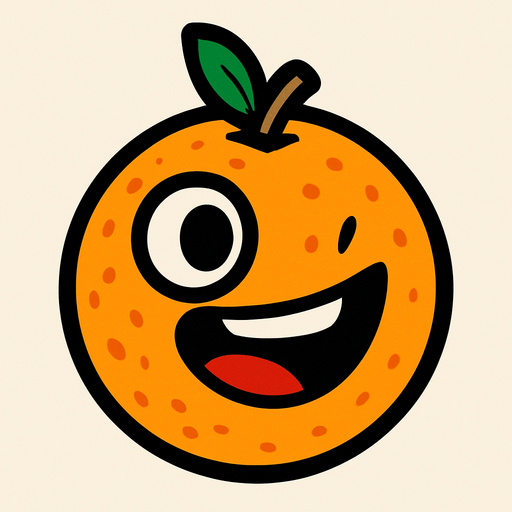 Orange with eye and mouth animation.
In-Game asset.  2d.  High contrast.  No shadows