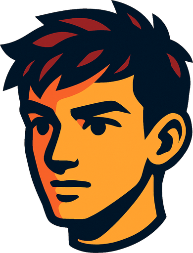 A young man's head.
In-Game asset.  2d.  High contrast.  No shadows