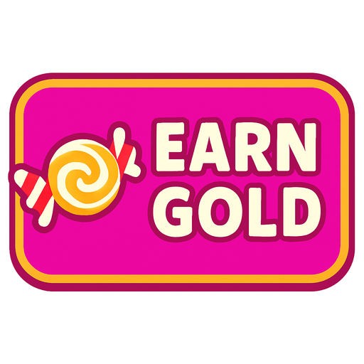 button when clicked earn gold is sweeti. money logo should look like candy.
In-Game asset.  2d.  High contrast.  No shadows