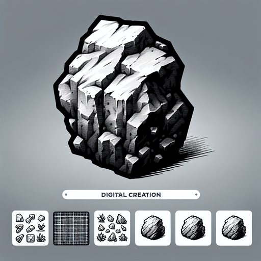 Little rock. Single Game Texture. In-Game asset. 2d. Blank background. High contrast. No shadows.