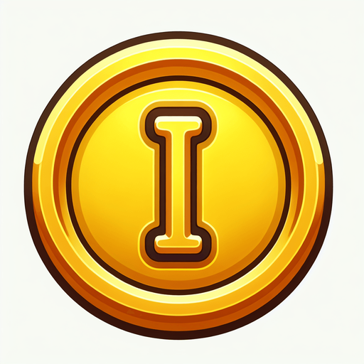 Gold coin write I on center of the coin.
Single Game Texture. In-Game asset. 2d. Blank background. High contrast. No shadows.