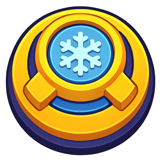 Crea la Torre Slow en un estilo 2D renderizado, limpio y cartoonish, con contornos claros y definidos, colores vibrantes con transiciones suaves, y sombreado que da volumen a sus superficies superiores.
La perspectiva debe ser VISTA CENITAL (totalmente desde arriba). Esto significa que la torre se verá como si estuviera siendo observada directamente desde arriba, con los detalles de su parte superior siendo prominentes.
La base de la torre debe ser circular para permitir un movimiento de cañón cómodo. Esta torre NO tiene un cañón direccional, su efecto es radial/de aura.
La torre debe tener un perfil bajo y la menor cantidad de relieve vertical posible para facilitar una rotación fluida en la animación..
In-Game asset.  2d.  High contrast.  No shadows