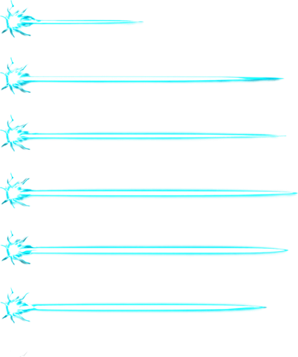 An animation sprite sheet for a solid laser beam. Cyan highlights..
In-Game asset.  2d.  High contrast.  No shadows