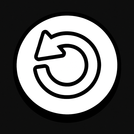 white restart button but no have text.
In-Game asset.  2d.  High contrast.  No shadows