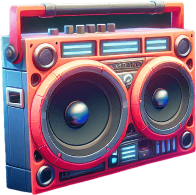 A forest with boombox, dance floor and mirror Single Game Texture. In-Game asset. 2d. Blank background. High contrast. No shadows.