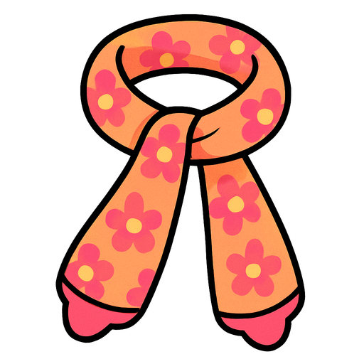 cute design scarf top view..
In-Game asset.  2d.  High contrast.  No shadows