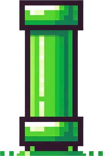 flappy bird pixel green pipe from bottom.
Single Game Texture. In-Game asset. 2d. Blank background. High contrast. No shadows.