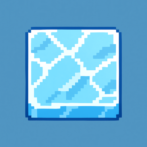 Make a 2D top down pixelated flat image of ice.
In-Game asset.  2d.  High contrast.  No shadows