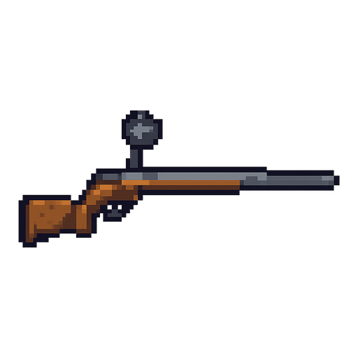pixelart sniper. No background. Transparent background. Blank background. No shadows. 2d. In-Game asset. flat
