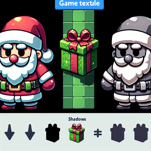 christmas present for kind santa, cartoon, power up Single Game Texture. In-Game asset. 2d. Blank background. High contrast. No shadows.