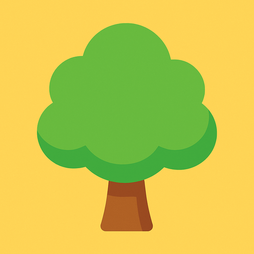 a single simple kawaii tree without outlines and no face, for a non-distracting game background.
In-Game asset.  2d.  High contrast.  No shadows