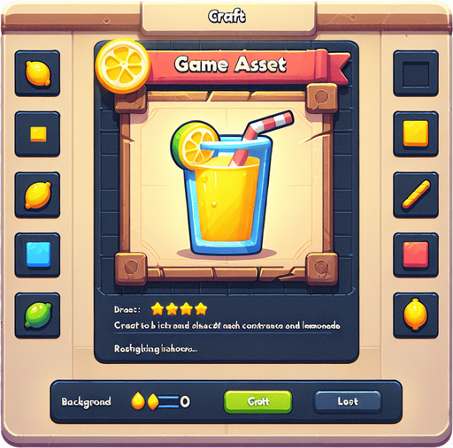 A  background gui element for an item in an ingame shop, in a light, lemonade and drinks inspired summer theme..
Single Game Texture. In-Game asset. 2d. Blank background. High contrast. No shadows.