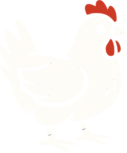 white chicken  with black background.
In-Game asset.  2d.  High contrast.  No shadows