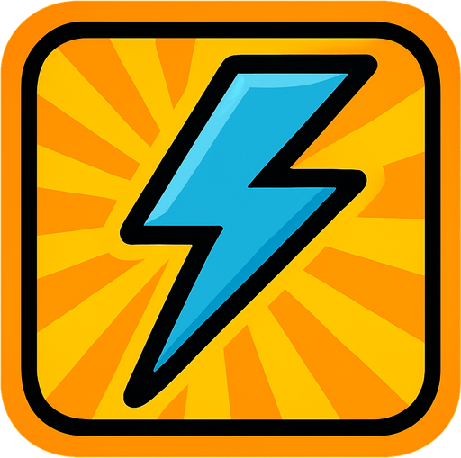 иконка голубой молнии без текста и цыферблата