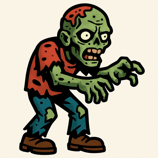 zombie.
In-Game asset.  High contrast.  No shadows. 2d