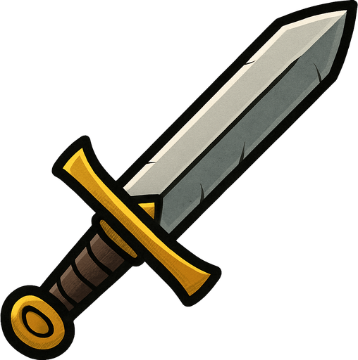 medieval sword.
In-Game asset.  2d.  High contrast.  No shadows