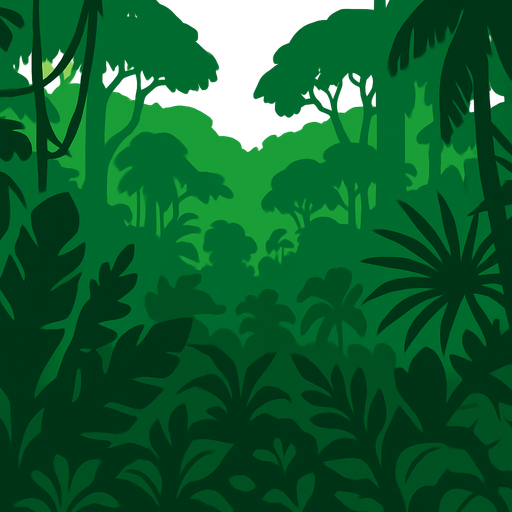 Fond d'écran forêt amazonienne.
In-Game asset.  2d.  High contrast.  No shadows