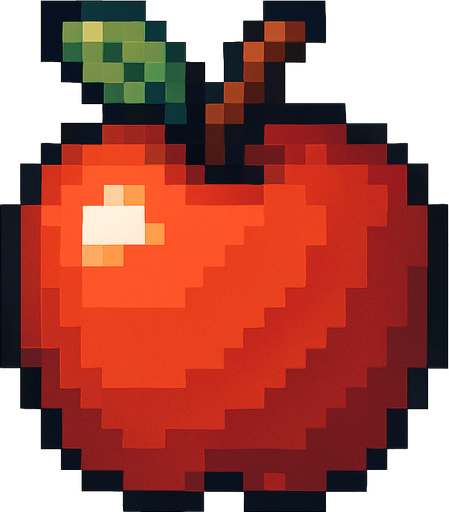 pixel art of an apple.
In-Game asset.  2d.  High contrast.  No shadows