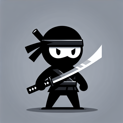 black ninja with katana

Single Game Texture.  In-Game asset.  2d.  Blank background.  High contrast.  No shadows