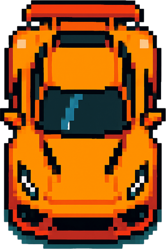 Pixel art spor araba kus bakışı.
In-Game asset.  2d.  High contrast.  No shadows