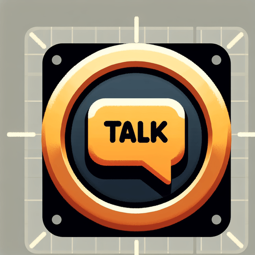 A talk button with a buble and a word 'talk'.
Single Game Texture. In-Game asset. 2d. Blank background. High contrast. No shadows.