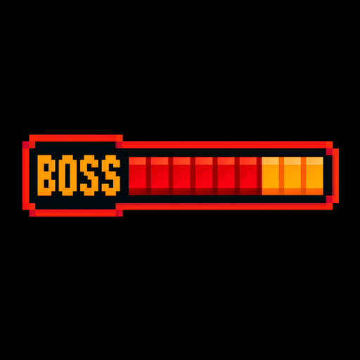 Una barra de jefe final en juego pixel art.
In-Game asset.  2d.  High contrast.  No shadows