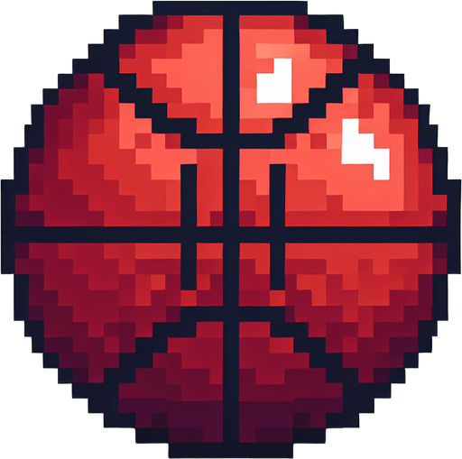 perfectly round basketball ball. pixelated. 8 bit..
Single Game Texture. In-Game asset. 2d. Blank background. High contrast. No shadows.