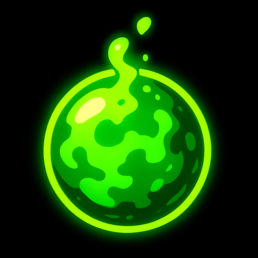 Glowing bright green Poison ball.
In-Game asset.  2d.  High contrast.  No shadows