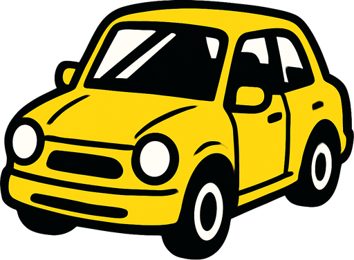 yellow car.
In-Game asset.  2d.  High contrast.  No shadows