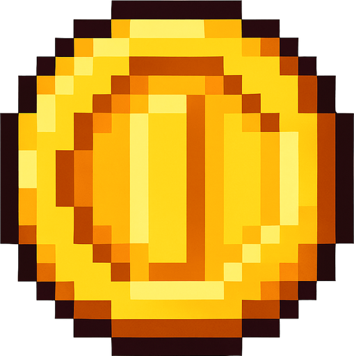 Pixel coin.
In-Game asset.  2d.  High contrast.  No shadows. Pixel
