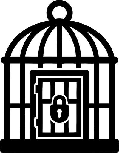black cage.
In-Game asset.  2d.  High contrast.  No shadows