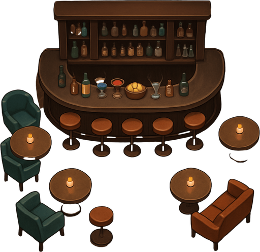 hotel bar top view.
In-Game asset