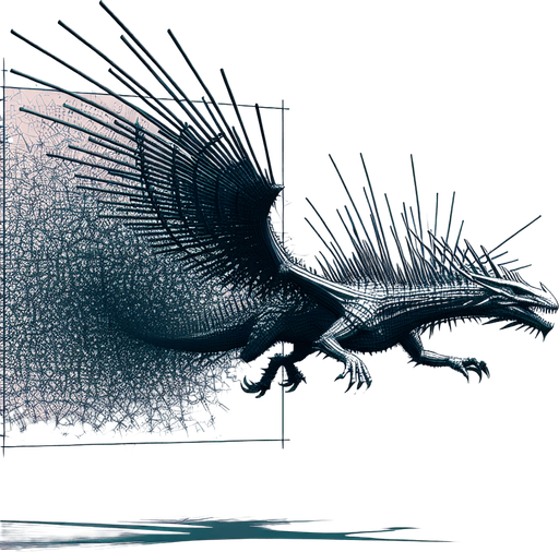 Flying dinosaur with spikes.
Single Game Texture.  In-Game asset.  2d.  Blank background.  High contrast.  No shadows