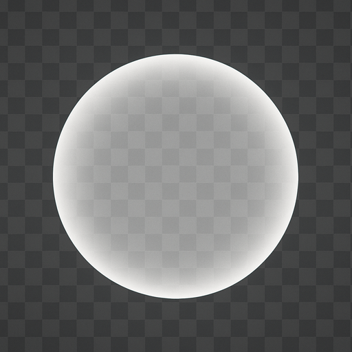 half transparent white and complately round thing.
In-Game asset.  2d.  High contrast.  No shadows