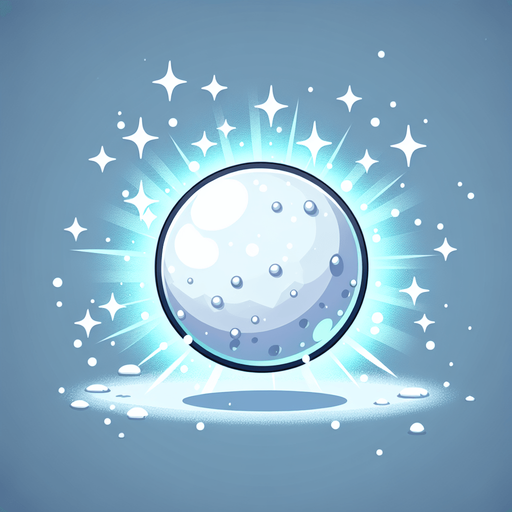 a snowball with magical powder, cartoon Single Game Texture. In-Game asset. 2d. Blank background. High contrast. No shadows.