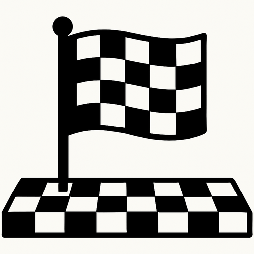 Que sea una bandera y que tenga como un piso como frametista de carrera algo así.
In-Game asset.  2d.  High contrast.  No shadows