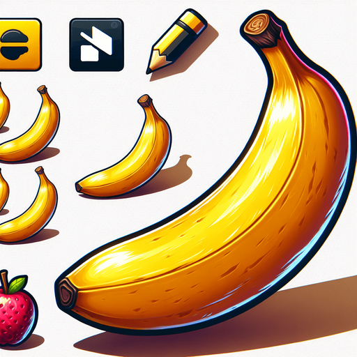 banana.
Single Game Texture. In-Game asset. 2d. Blank background. High contrast. No shadows.