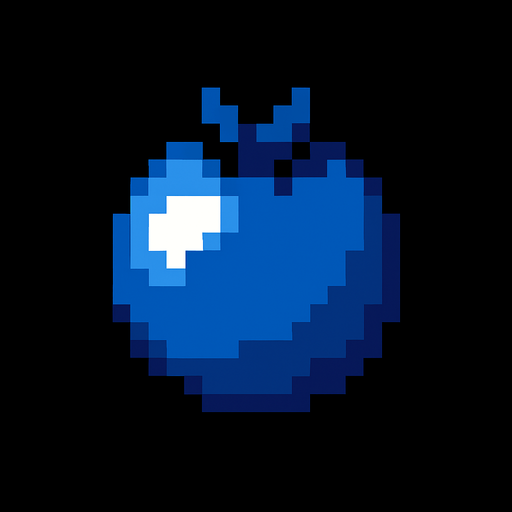 Blueberry 8 bit.
In-Game asset.  2d.  High contrast.  No shadows