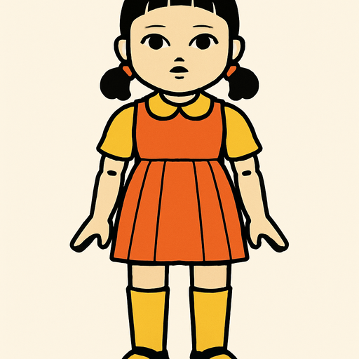 Make A Body With Like Squid Game Doll.
In-Game asset.  2d.  High contrast.  No shadows