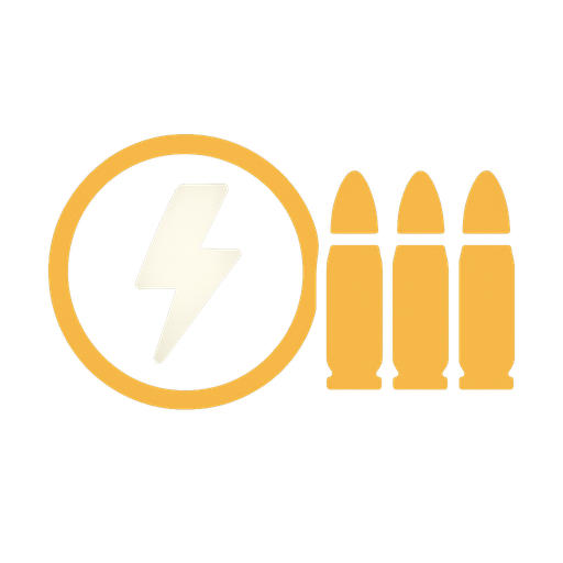 A powerup in a top-down shooter (icon of powerup no text).
In-Game asset.  2d.  High contrast.  No shadows