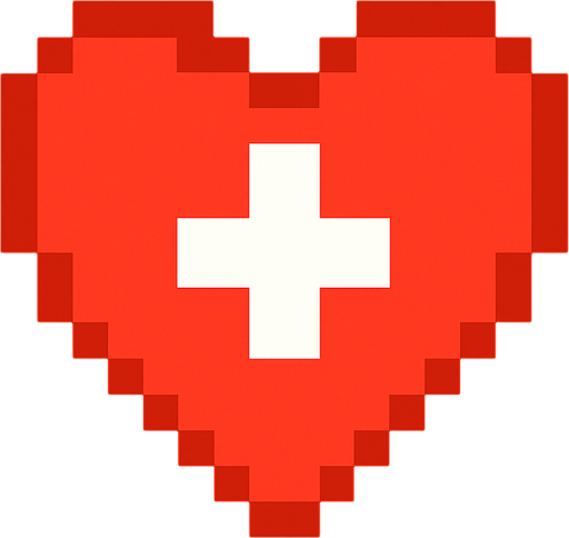 Health + icon pixels.
In-Game asset.  2d.  High contrast.  No shadows