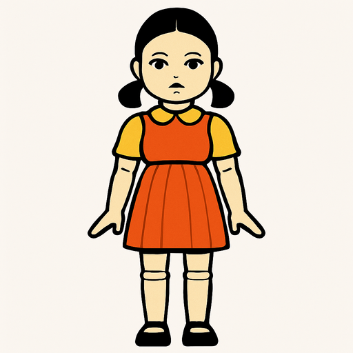Make A Body With Like Squid Game Doll.
In-Game asset.  2d.  High contrast.  No shadows