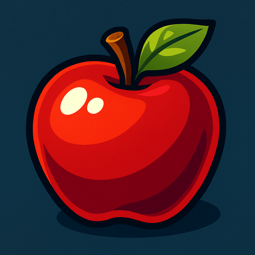 Shiny apple.
In-Game asset.  2d.  High contrast.  No shadows