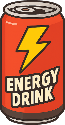 DESIGN THIS PICTURE AS AN ENERGY DRINK. No background. Transparent background. Blank background. No shadows. 2d. In-Game asset. flat
