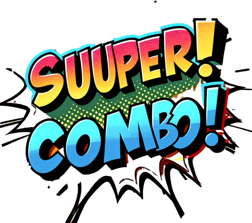 text popup "SUPER COMBO!".
comic style
