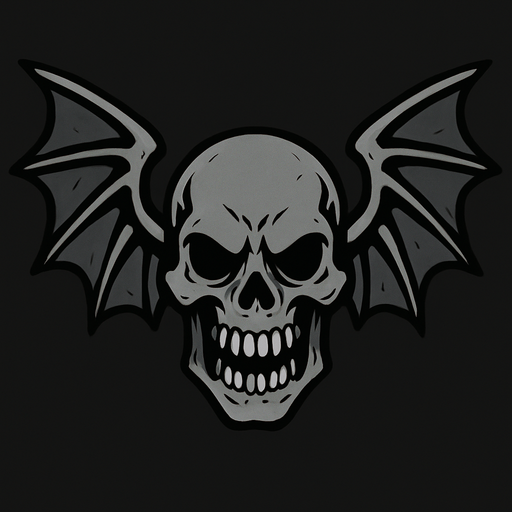 winged evil gray skull.
In-Game asset.  2d.  High contrast.  No shadows