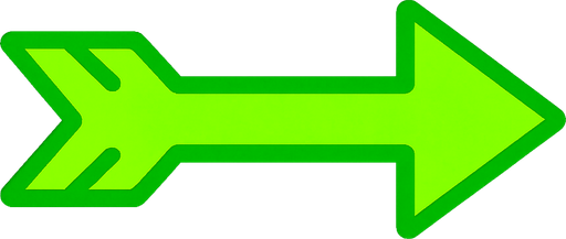 a Bright Green weapon arrow pointing horizontally. transparent
In-Game asset.  2d.  High contrast.  No shadows