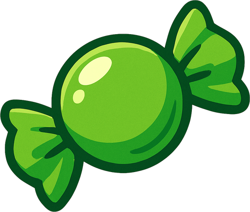 Yeşil şeker.
In-Game asset.  2d.  High contrast.  No shadows