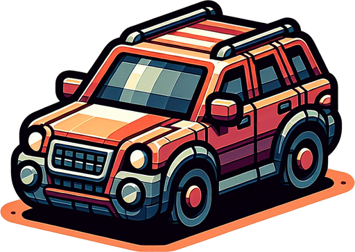 Car.
Single Game Texture.  In-Game asset.  2d.  Blank background.  High contrast.  No shadows