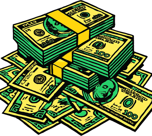Pile of money.
High contrast.  No shadows